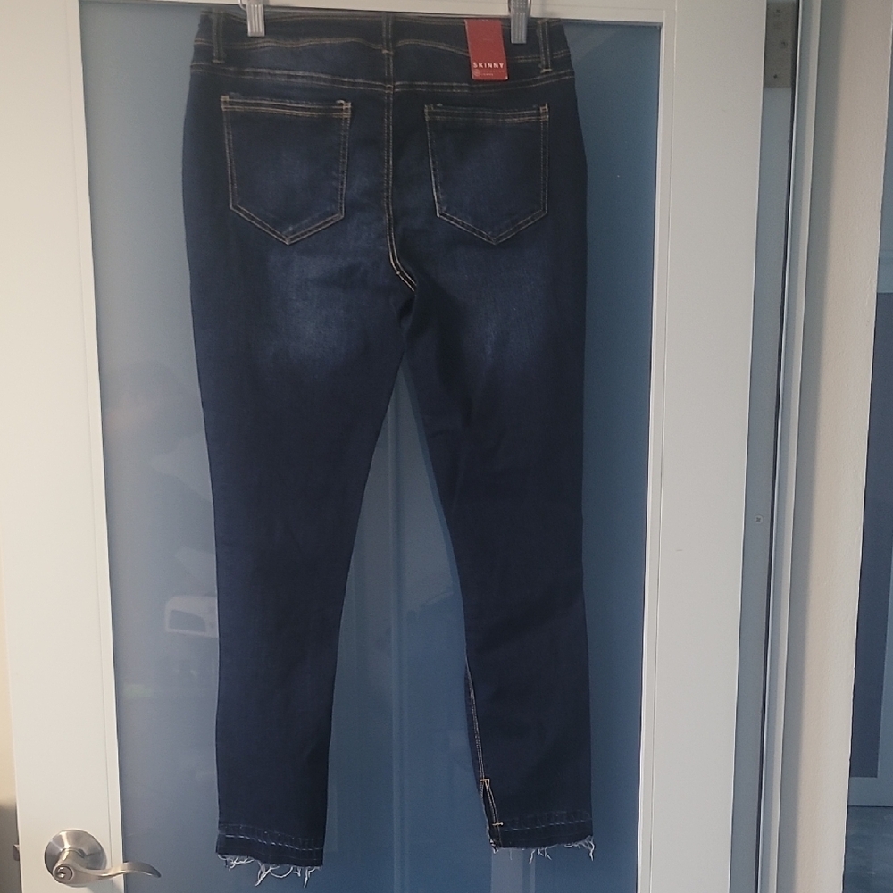 DKNY Women's Ripped Dark Blue Skinny Jeans - Picture 7 of 16